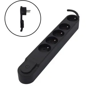 CHACON Bloc Design 5x16A avec interrupteur et fiche plate - 1,5m - Noir pas cher