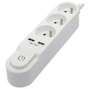 Comparateur de prix : CHACON Bloc Design 3x16A avec Interrupteur + 2 USB - 3m - Blanc