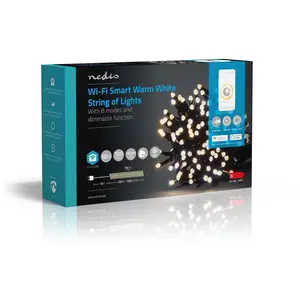 Guirlande wifi blanc 10 metres blanc chaud 100 led's Nedis WIFILX01W100