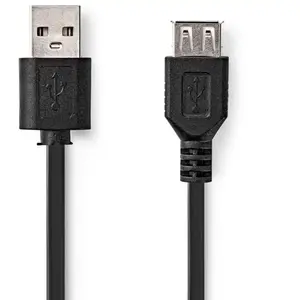 Nedis - Câble Usb 2.0 Usb-a Mâle Vers Usb-a Femelle 2.00m Noir pas cher