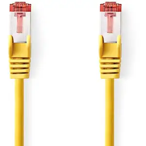 NEDIS Câble Réseau Cat6 Rj45 Male Rj45 Male S/ftp 0.25 M Rond Lszh Jaune Label pas cher