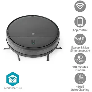 Comparateur de prix : Nedis NEDIS Aspirateur Robot 3 en 1 Wi-Fi capacité Réservoir 0.2L