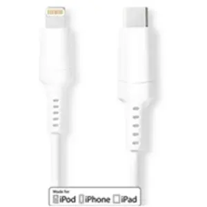 Comparateur de prix : Nedis Câble Lightning - Lightning mâle pour 24 pin USB-C mâle - 1 m - blanc - rond, USB Power Delivery (3A, 60W)