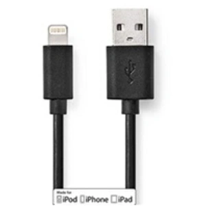 Nedis Sync and Charge Kabel Apple Lightning USB A Male 1,0 m Zwart pas cher