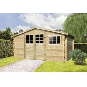 Solid Abri jardin bois traditionnel - 11.56 m2 - 388 x 298 x 218 cm - 28mm pas cher