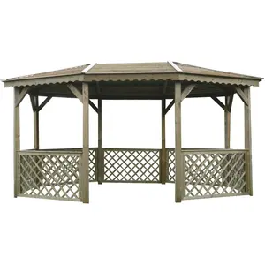Solid Kiosque en bois traité autoclave 4280 x 3614 x 2769 mm pas cher