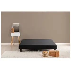 Comparateur de prix : DEKO DREAM Sommier tapissier à lattes 160 x 200 cm - Bois massif Noir + Pieds