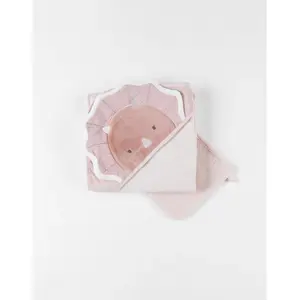 NOUKIE'S - Set de bain en éponge - Cape de bain + Gant - Popsie - Rose poudré pas cher