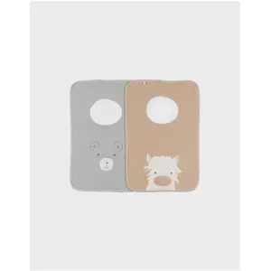 Noukies Lot De 2 Bavoirs En Éponge Beige pas cher