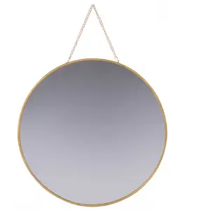 Wadiga Miroir suspendu avec chaînette rond en métal doré D30 pas cher