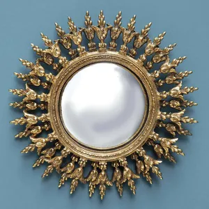 Chehoma Miroir Convexe Doré Mural Rond Résine Soleil - Diamètre 28.5cm pas cher