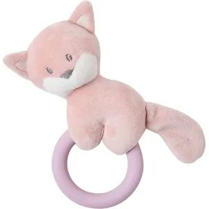 Anneau silicone et hochet renard ROSE Nattou pas cher
