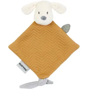 Nattou Mini Doudou Plat Charlie Le Chien Jacquard Caramel - Nattou pas cher