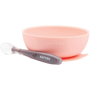 Coffret repas silicone 2 pc Bol et cuillère ROSE Nattou