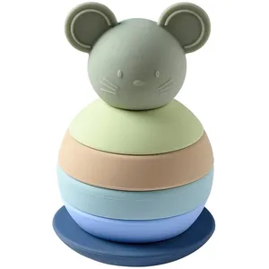 Culbuto Empilable Souris Vert Silicone - Nattou pas cher