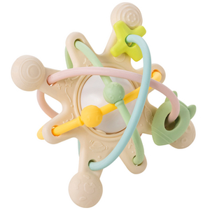 Nattou Teether with Rattle Galaxy Silicone, 10 cm, Pastel