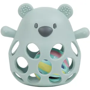 Hochet Ours silicone avec balle d'eau VERT Nattou pas cher