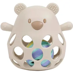 Hochet Ours silicone avec balle d'eau VERT Nattou pas cher