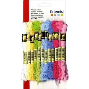 Comparateur de prix : Artemio 12 fils coton multicolores x 8 m - Printemps