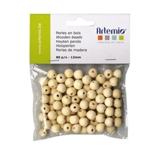Artemio 80 pièces 12 mm Perles en Bois, BeigeVendu paramazon