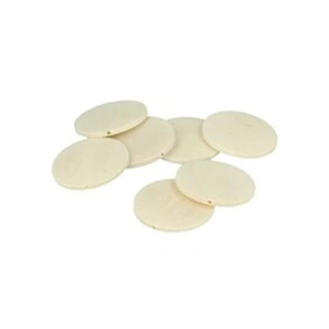 Perles en bois - ARTEMIO - Lot de 10 - 40mm - Marron - Ronde plate
