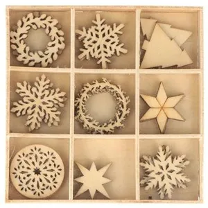 Artemio 27 mini décorations en bois - Joyeux Noël pas cher