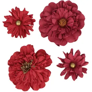 Artemio Fleurs rouges en papier - 4 pcs pas cher