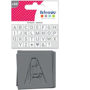 Artemio 30 pochoirs 6 x 6 cm - Alphabet pas cher
