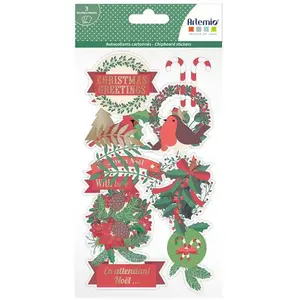 Artemio Cardboard Stickers X3 Merry Christmas pas cher