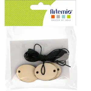 Artemio Pendentifs ovales en bois 3,5 x 2,7 x 0,5 cm avec cordeVendu parscrapmalin