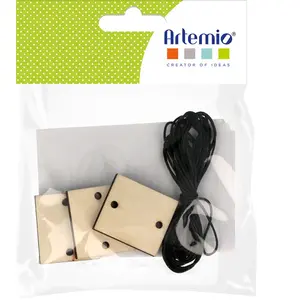 Artemio Pendentifs rectangles en bois 3,2 x 2,8 x 0,5 cm avec cordeVendu parscrapmalin