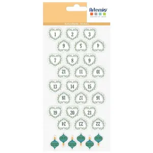 Artemio 30 stickers calendrier de l'Avent - coeurs pas cher