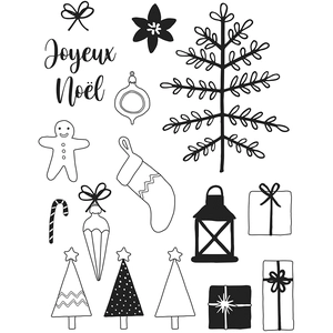 Artemio Tampon Transparent Woodsy Christmas Noël 17 Pcs