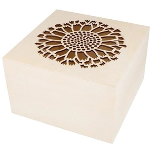 Artemio Boîte carrée 15,8 x 15,9 x 10 cm Bois ajouré TournesolVendu paramazon