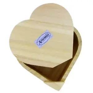 Artemio Boite en Bois Coeur avec Couvercle Pivotant, Beige, 15 x 4 x 13 cm pas cher