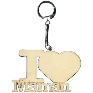 Comparateur de prix : Artemio 14001714 Porte-clés en Bois I Love Maman Bois Multicolore 8x0.5x11 cm