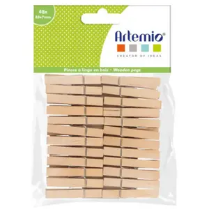 Comparateur de prix : Set de pinces à linge - ARTEMIO - 48 pcs - Décoration scrapbooking - Dimensions 4.8x0.7 cm