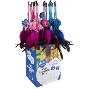 Canne à pêche pour chat balle de saule Duvoplus Catchy Multicolore 47x... pas cher