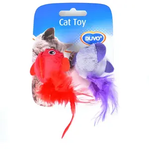 Comparateur de prix : Jouet peluche pour chat oiseaux plumes Duvoplus Rouge 13x10x3,5 cm 171...