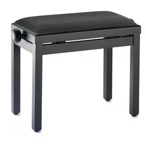 Stagg PB39 BKM SVBK - Banquette Piano Noir Mat + Velour Lisse Noir