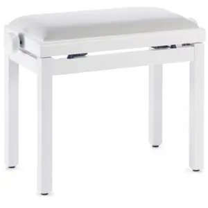 Banquette Piano Stagg PB39 blanc mat, avec pelote en velours blanc
