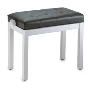 Stagg PB36 WHM SBK - Banquette de piano, blanc mat, avec pelote en skai noir