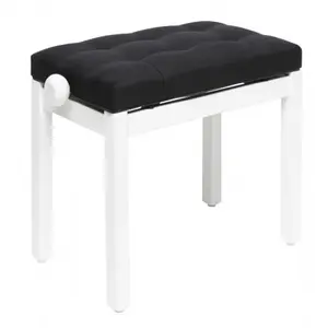 Stagg PB36 WHM VBK - Banquette de piano, blanc mat, avec pelote en velours noir