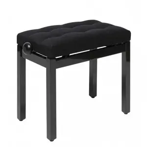 Stagg PB36 BKP VBK - Banquette de piano, noir brillant, avec pelote en velours noir