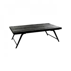 Pomax Table basse rectangulaire en bois et métal noir pas cher