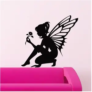 Ambiance-sticker Sticker Silhouette fée tenant une fleurVendu parambiance-sticker