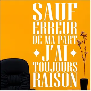 Comparateur de prix : Ambiance-sticker Sticker Sauf erreur de ma part j'ai toujours raison