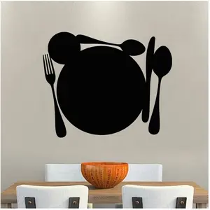 Ambiance-sticker Sticker ardoise Cuillères, couteau, fourchette et assiette pas cher