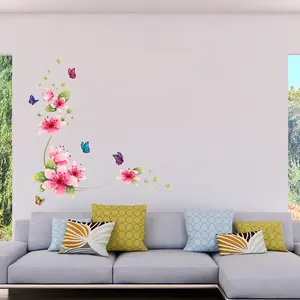 Ambiance-sticker Sticker fleurs roses et papillons pas cher