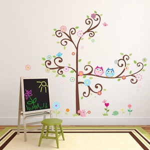 Ambiance-sticker Sticker Hiboux sur arbre en fleursVendu parambiance-sticker